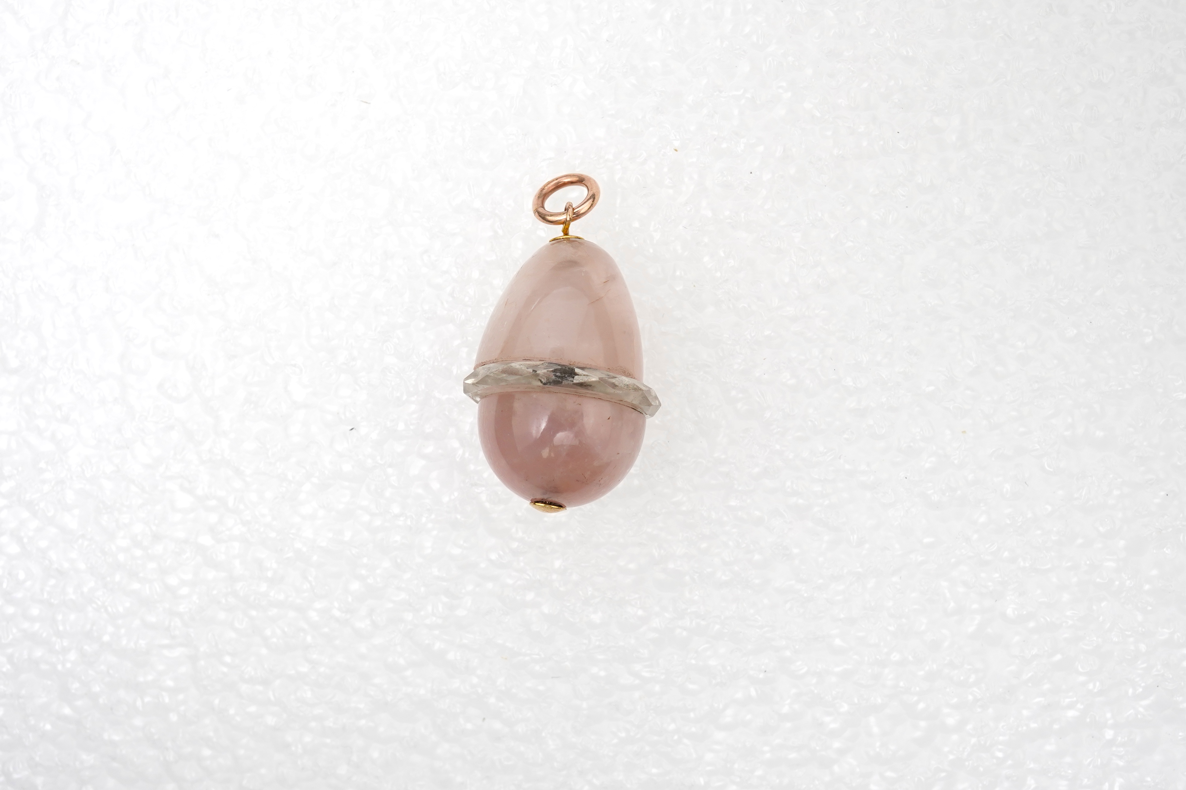 A rose quartz and rock crystal pendant, early 20th century